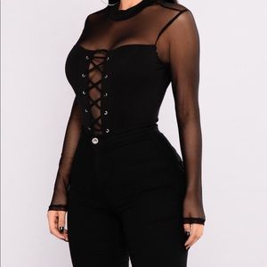 Sheer black bodysuit